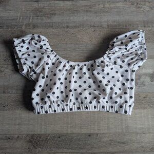 Just Dance Custom Dance Top – Polka Dot Puff Sleeve Crop – Child Size 6 (Approx)